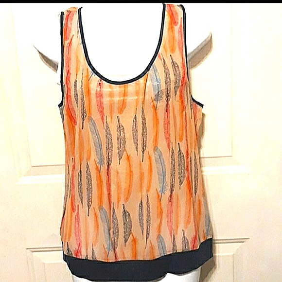 ☆Like New☆LORD & TAYLOR☆Juniors Neon Sheer Feather Print Tank☆So Pretty☆Medium - Picture 3 of 12